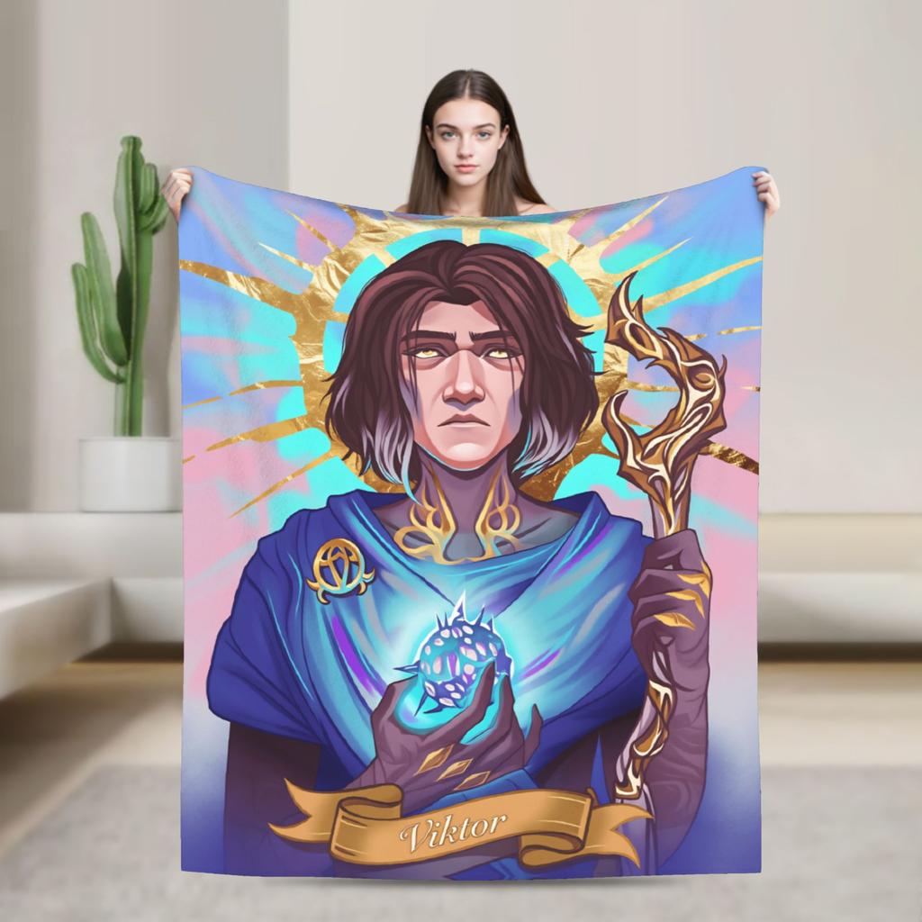 Arcane Flanelldecke Viktor Spiel Anime Jinx Jayce Jesus Sevika Weiche Warme Überwurfdecke für Schlafzimmer Bettdecke Sofabettbezug