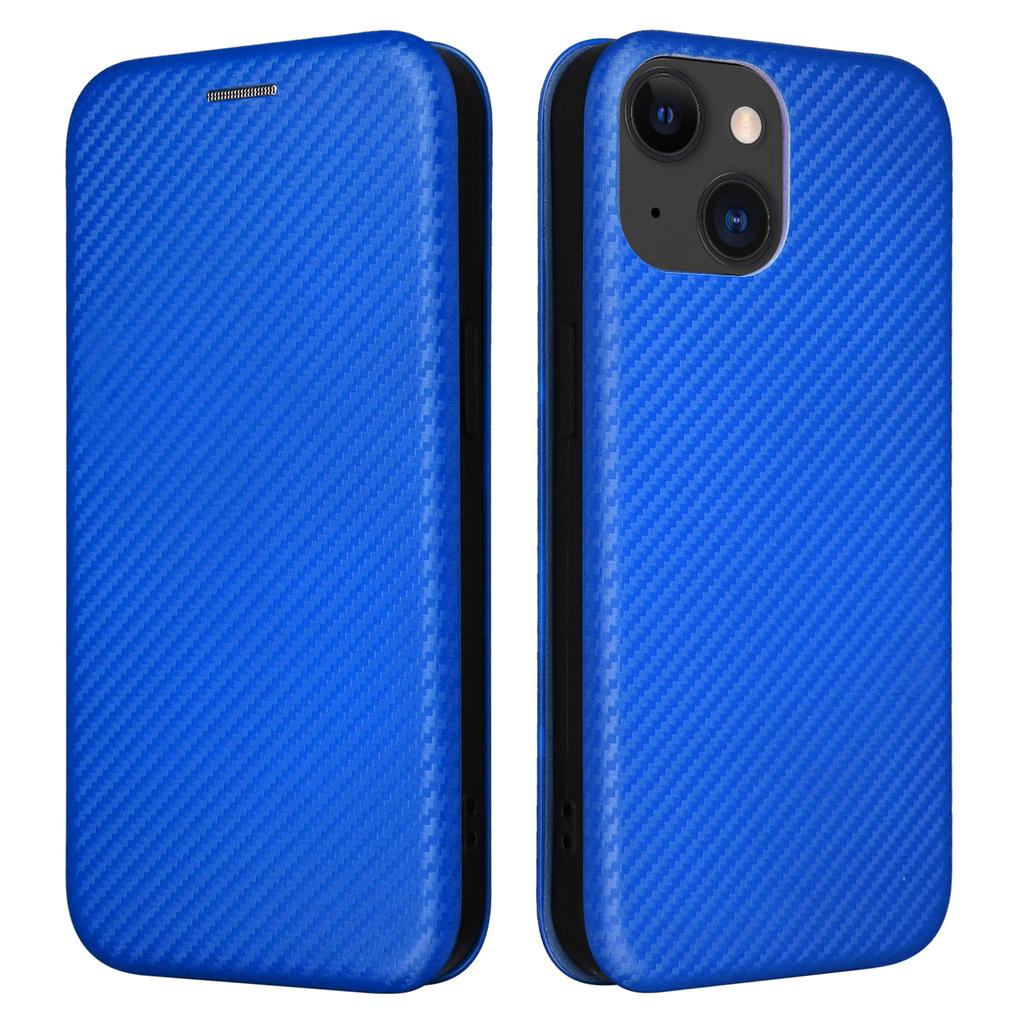 Card Holder Leather Phone Case for iPhone 15,Carbon Fiber Texture Stand Phone Cover