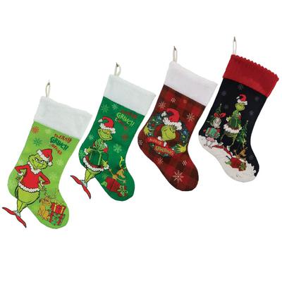4 ks Grinch Vánoční punčochy na Vánoce Krb Vánoční stromek Závěsná dekorace