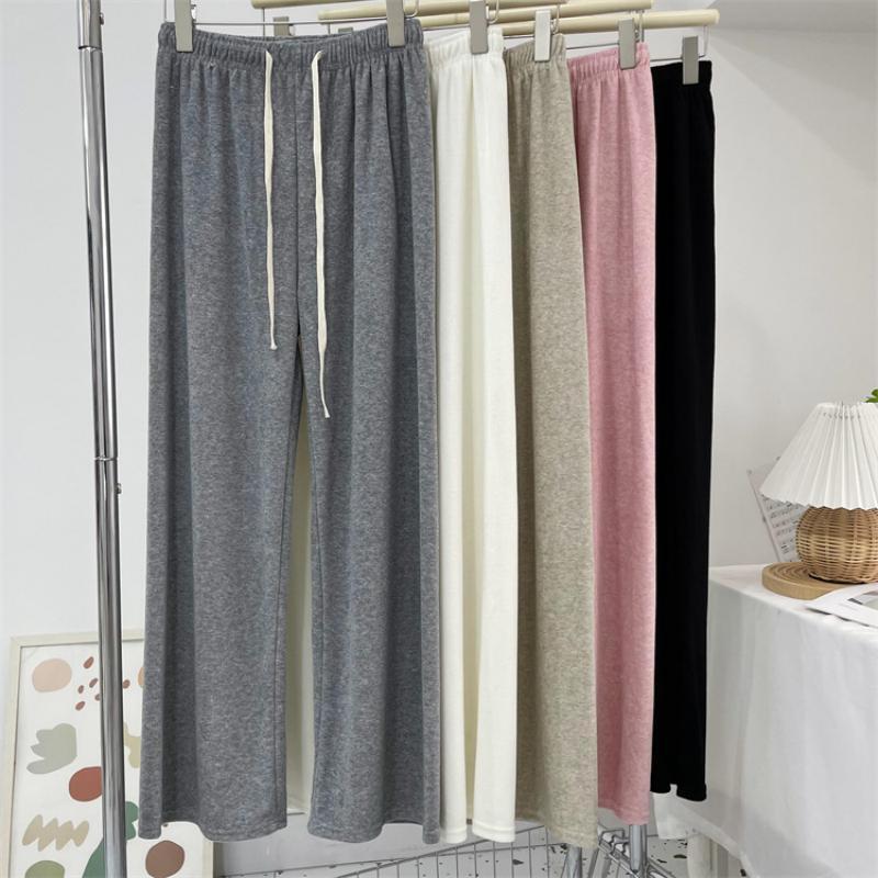 Pantaloni Casual Eleganti in Maglia di Cashmere Morbidi a Gamba Dritta Pantaloni a Gamba Larga di Lana Streetwear Moda High Street Pantaloni Femminili