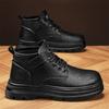 Martin-kängor herr sidodragkedja höst och vinter mode trendiga herrskor i kohud medelhöga korta stövlar grovsulade arbetsstövlar högklackade läderskor