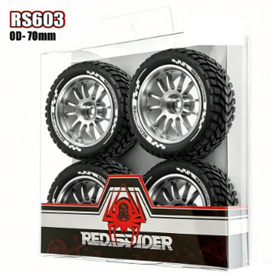 RS Red Spider Remote Control Racing Car with 0D-70mm Traction Tires and 12-Spoke Metal Wheels (Black, Model RS603)
