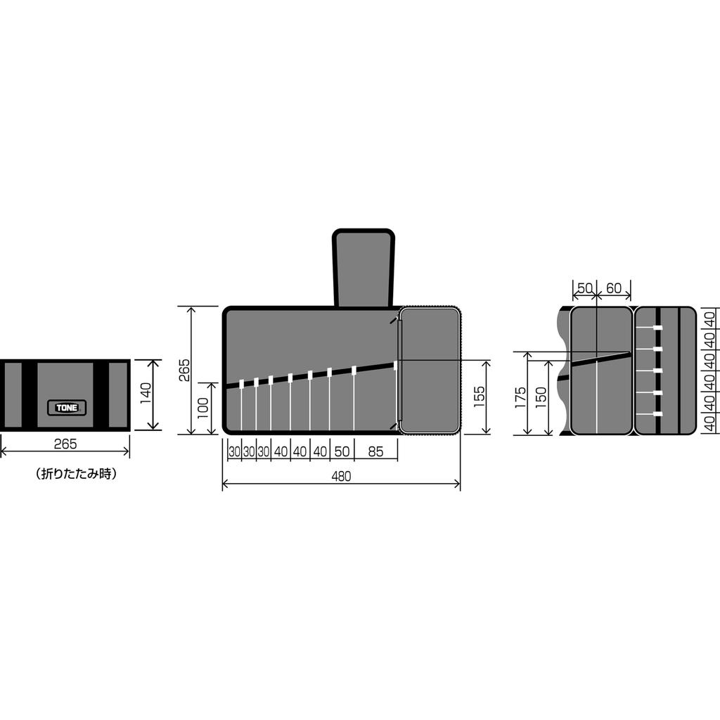 TONE TSA3171 Black Tool Set with Drive and Bit for and Tool Set Set, 17-Piece 9.5mm 3/8" Inserts, Maintenance, Motorcycles, Cars, Riders'