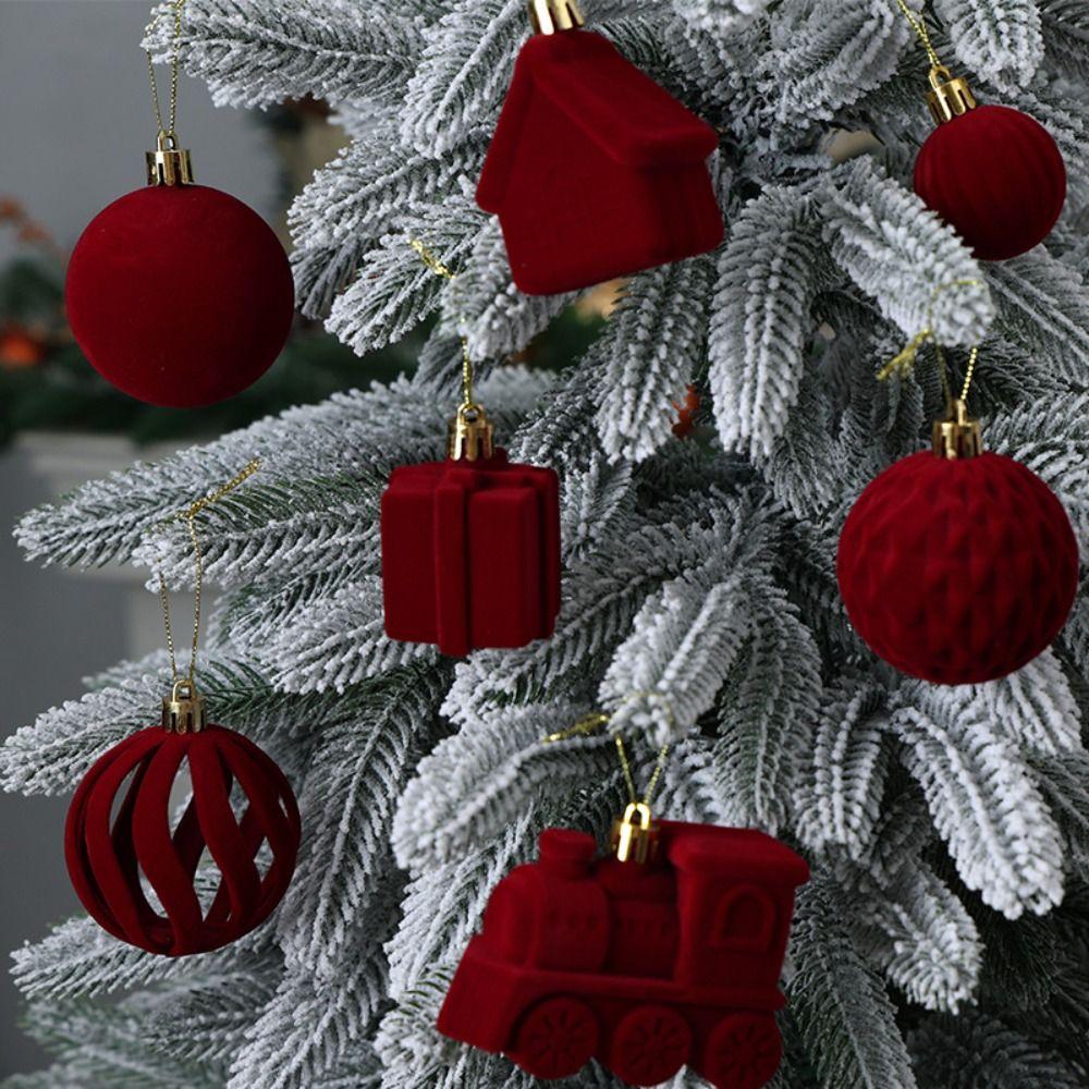 50pcs Velvet Christmas Ornaments Irregular Shape Xmas Hanging Decorations Home Decor