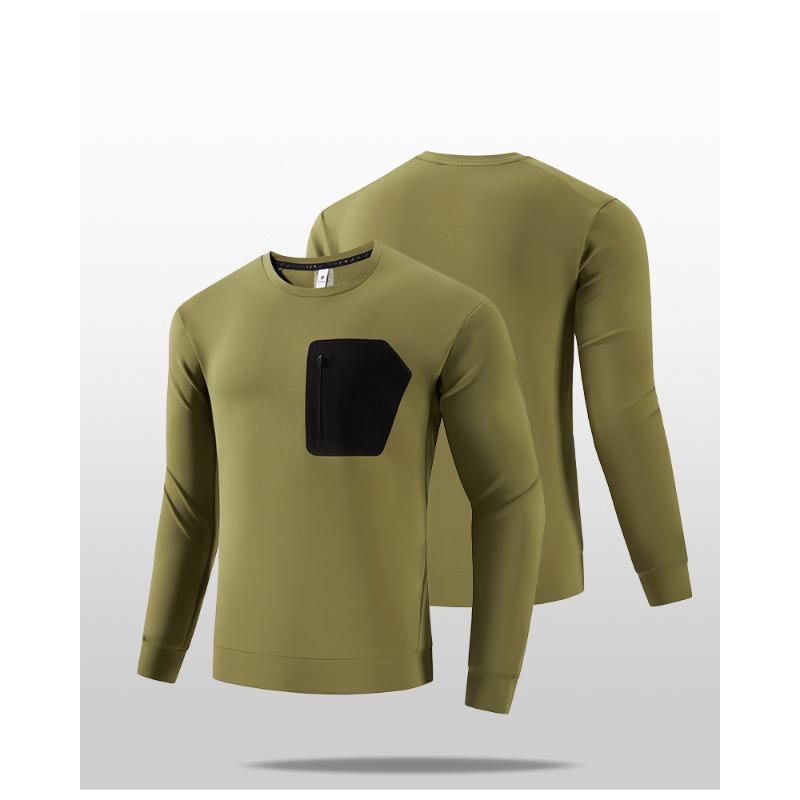 Outdoor Sweatshirt Men's Sports and Casual Long-sleeved T-shirt High Elastic Soft Comfortable Spring and Autumn Round Neck Pullover Sweatshirt Men