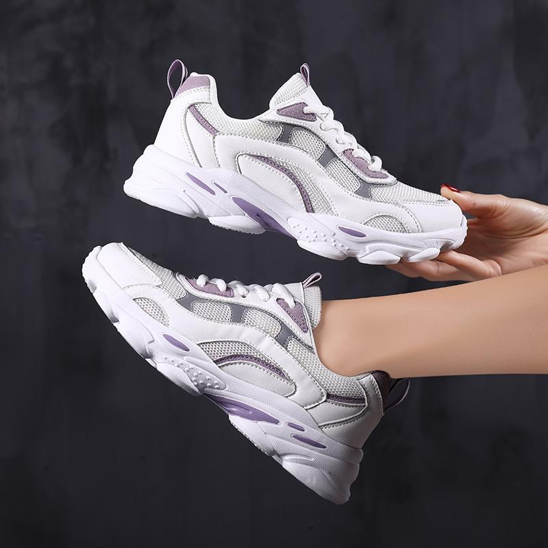 Platform Shoes Dad Shoes Mesh Breathable Running Shoes Soft Sole Lightweight Inner Height Increase Casual Travel Shoes Autumn