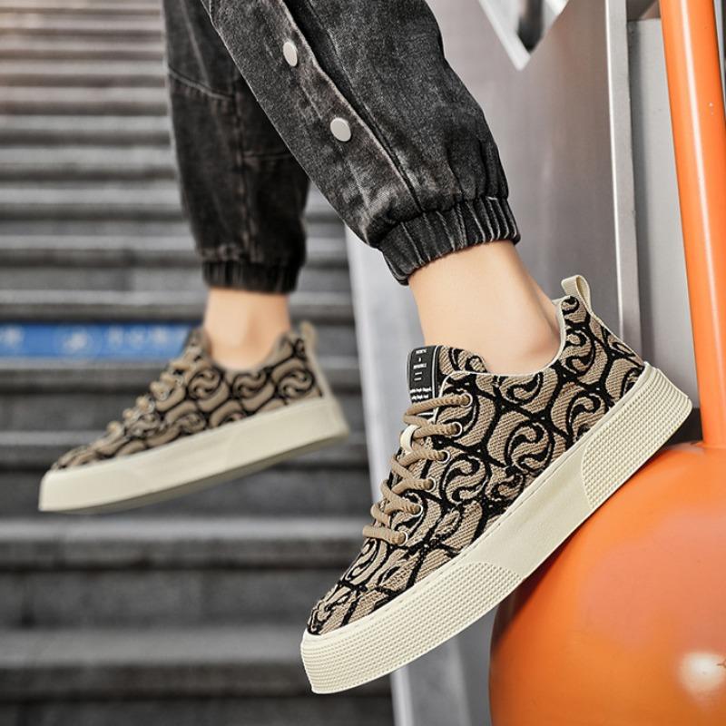 Men's Canvas Shoes 2025 Autumn Comfortable Casual Shoes for Men Graffiti Prints Design Vulcanize Shoes Low Top Platform Sneakers