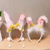 Flower Rabbit Hair Band Plush Rabbit Ear Hair Ornament Cute Mid-Autumn Festival Headband  Festival