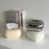Nordic Cream Ceramic Tissue Box Holder Creative Home Decor for Living Room Bedroom Desktop Silver