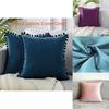 Luxurious 45x45cm Pom-poms Cushion Cover In Soft Velvet For Elegant Home Dcor