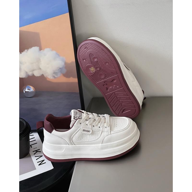 Thick-soled heightening leather little white shoes versatile women's sports and leisure shoes spring new round head board shoes