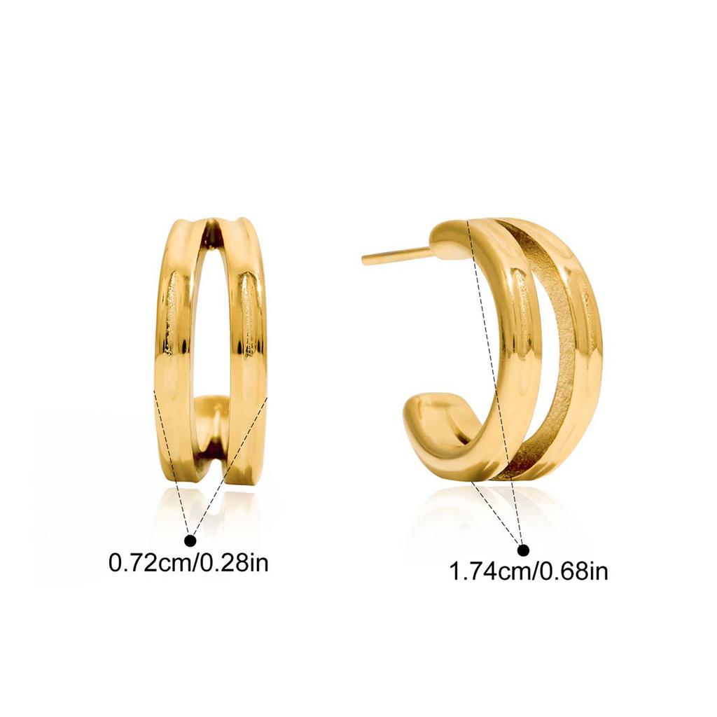 Three Layer Hollow C-shaped Stud Earrings Tarnish Resistant Metal Ladies Daily Wear Fashion Jewelry Wholesale