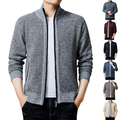 Men's Knitted Fleece Zipper Jacket Men's Sports Large Size Casual Jacket