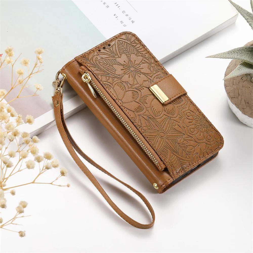 Wrist Strap Flip Wallet Card Slot Phone Case For Samsung Galaxy S25 Edge Ultra S24 FE A06 A16 A26 A56 A36 A55 A35 A25 A15 A05 5G