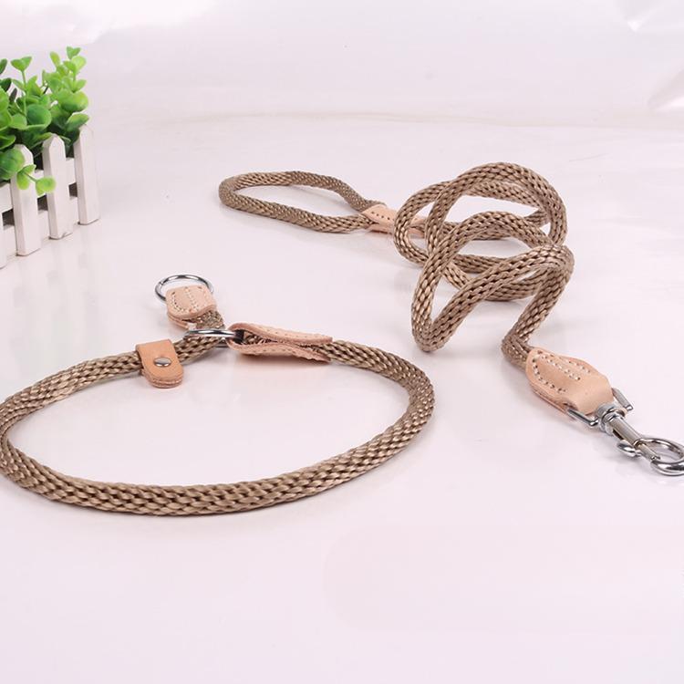 

Товары для питомцев Собачья цепь Нейлоновая цепь-петля Собачий поводок с пришитым кожаным собачьим поводком S- 40cm