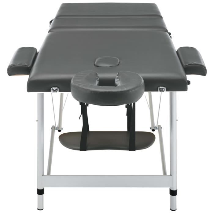 VidaXL Table de massage 3 zones Cadre en aluminium Anthracite 186x68cm