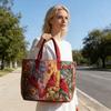 Quilted Tote Bag Women Vintage Shoulder Bag Flowers Animals Handbag Floral Purse for Commuting Party Daily Errands