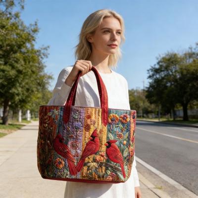 Quilted Tote Bag Women Bag Flowers Floral Purse for Animals Handbag Vintage Shoulder Commuting Party Daily