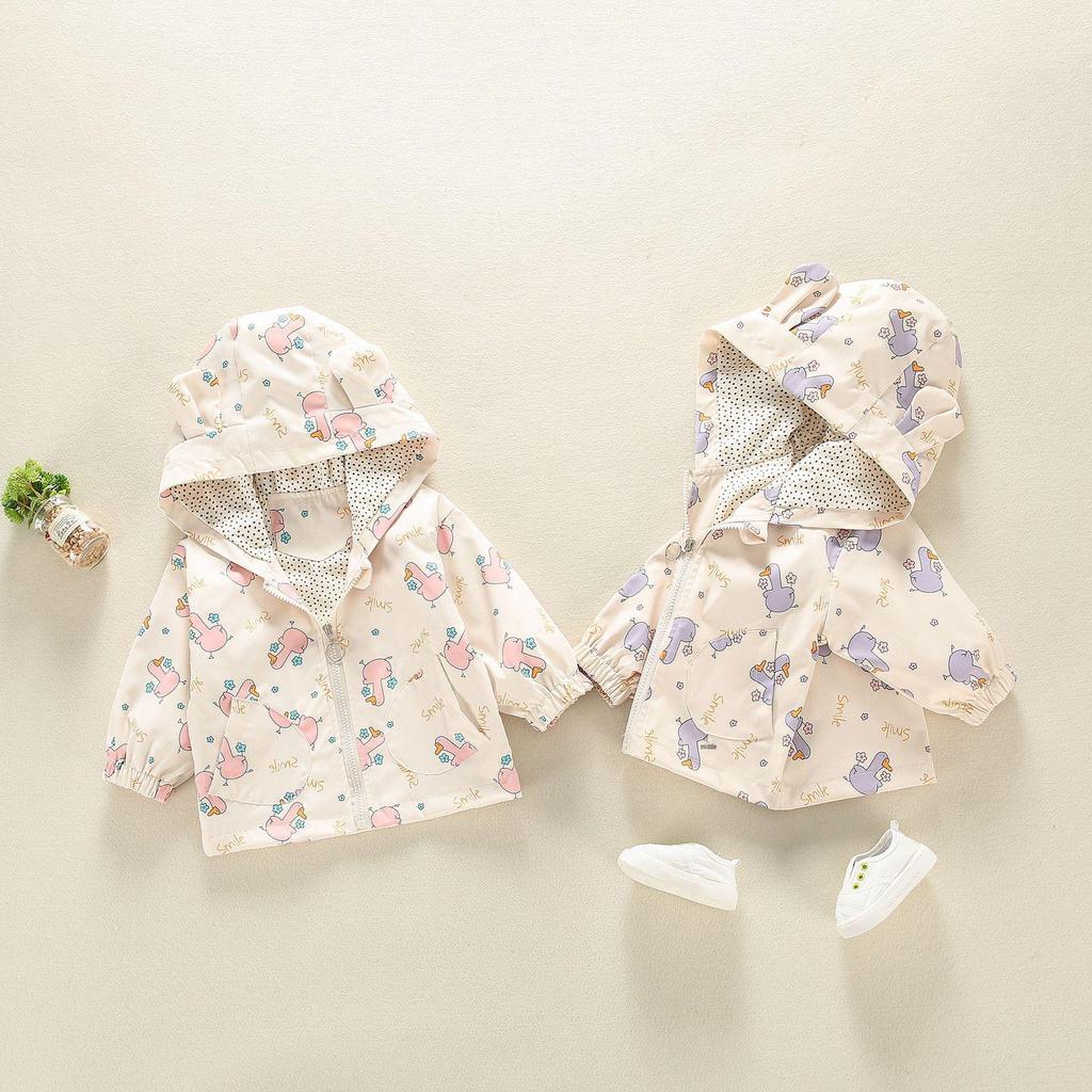 Fashionable Cartoon Coat for Girls - Spring & Autumn Casual Wear for 1-Year-Olds