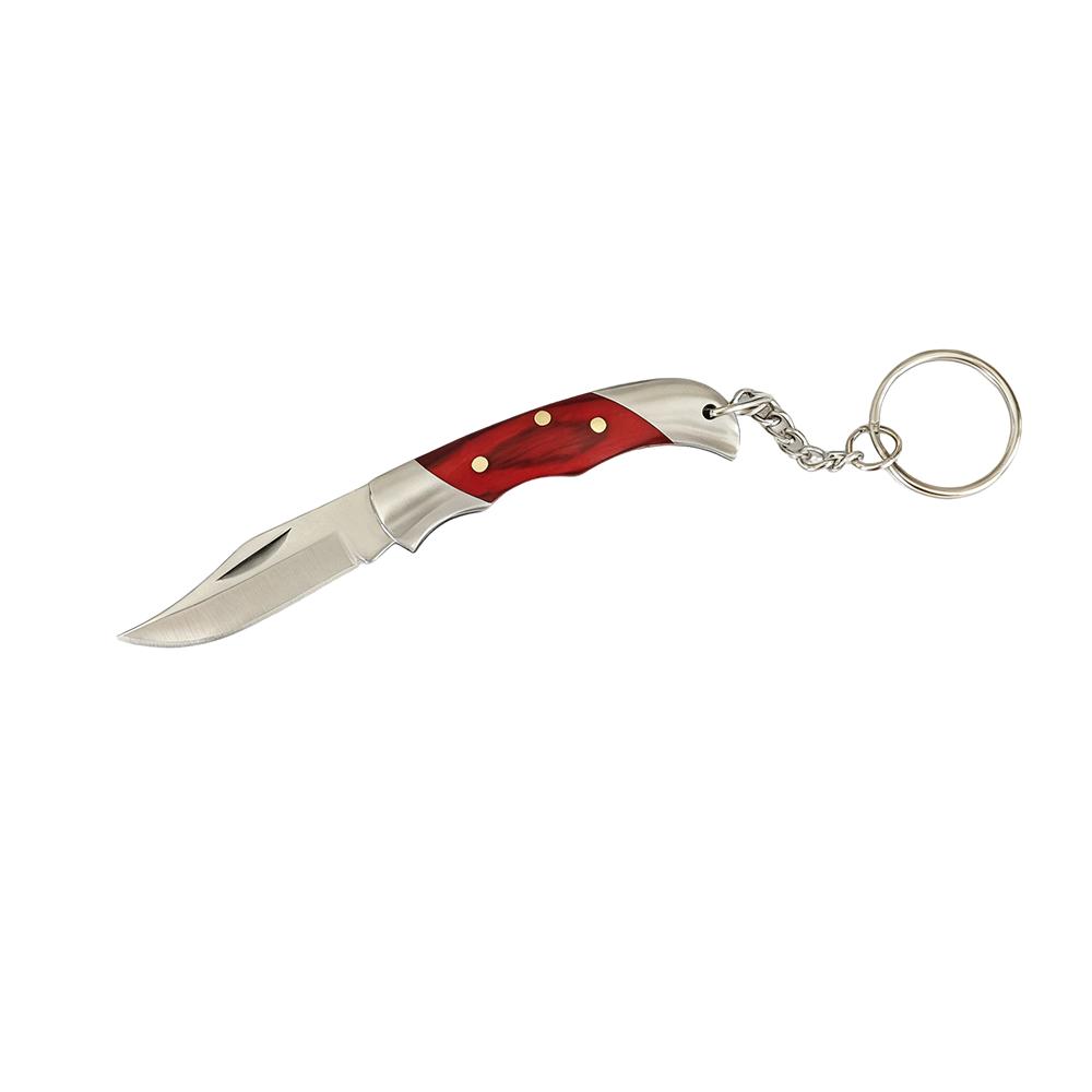 Portable Stainless Steel Mini Folding Knife, Colored Wood Handle Keychain, Durable EDC Tool for Camping & Everyday Carry