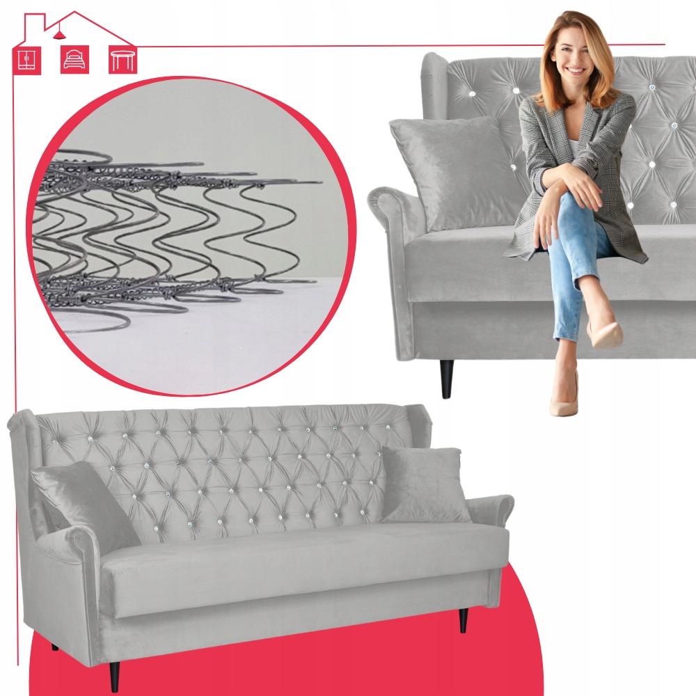 Zestaw wypoczynkowy welurowy komplet 2 fotele wersalka SZARY Family Meble