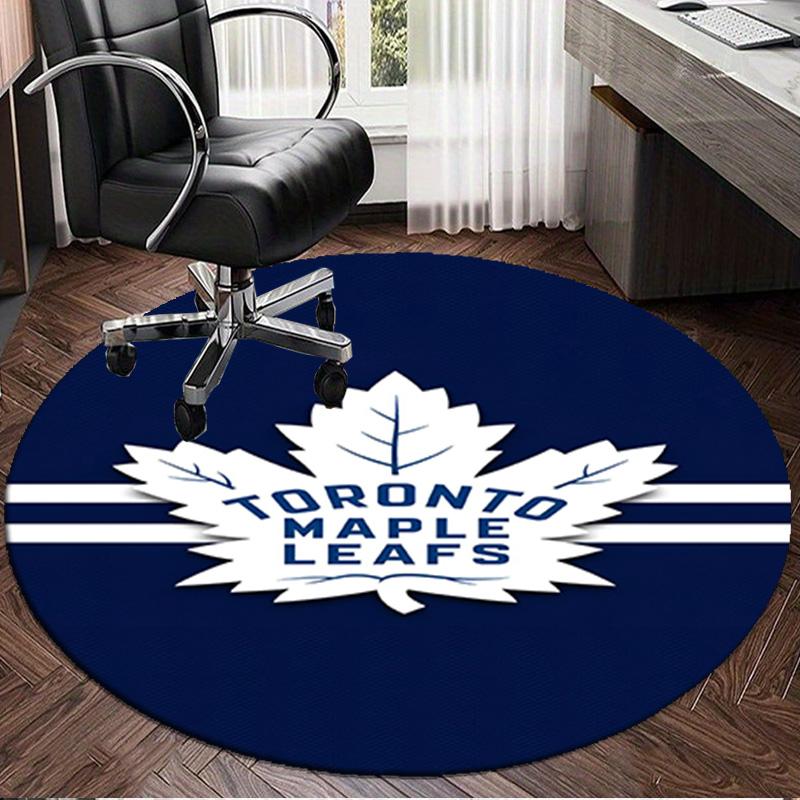 1PC Maple Leafs Emblem Round Rug, Non-slip Chair Mat, Home Decor, Circle Carpet Perfect for Office, Bedroom, Living Room,Christmas gift