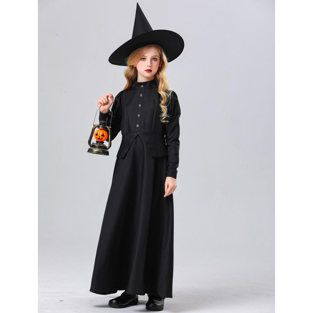 S-XL Children's Witch Costume, Witch Costume COS Costume Girls Festival Performance Costume Halloween Performance Costume