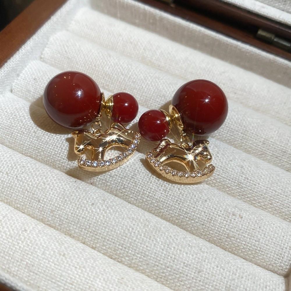 Rocking Pony Cartoon Pony Earrings Chinese Horse New Year Drop Earrings Women