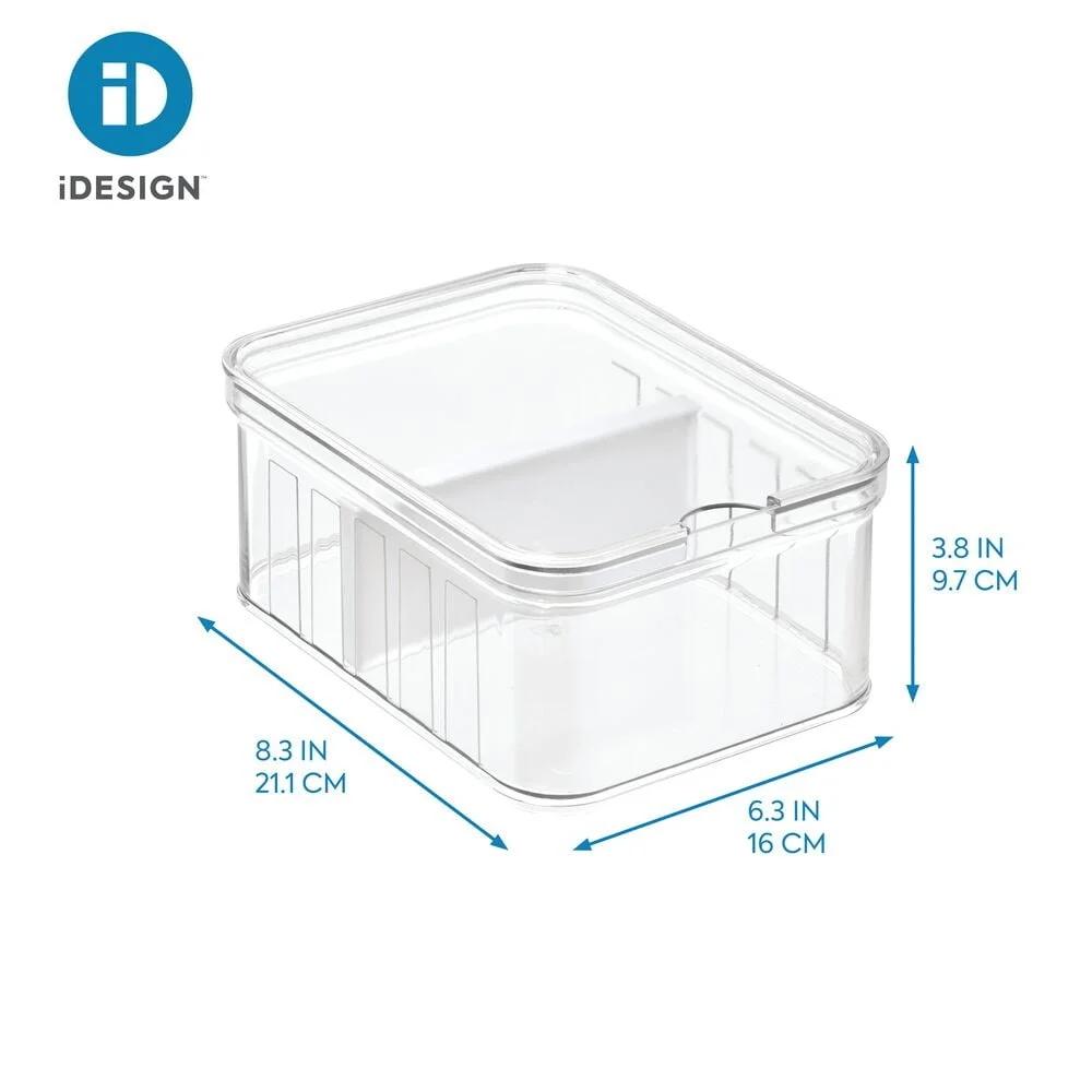 Modular Stackable Food Storage Bin Clear BPA-free with Adjustable Dividers Pantry Refrigerator Organization
