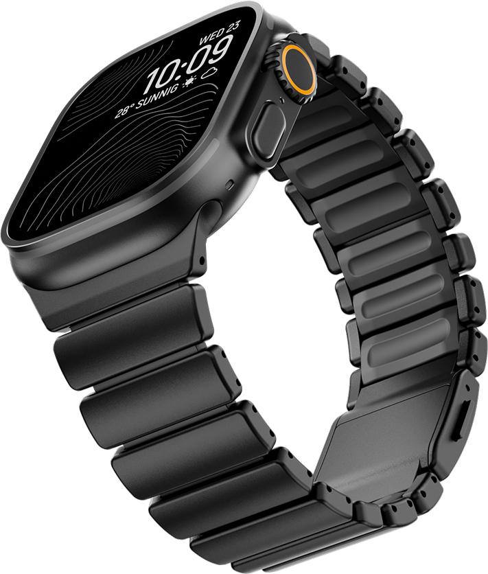 

Titanium Fluororubber Band for Apple Watch Ultra 3 2 49mm 46mm 45 44mm Magnetic Strap for Iwatch 11 10 9 8 7 SE Luxury Watchband 49mm 46mm 45mm 44mm&L(175mm) чёрный