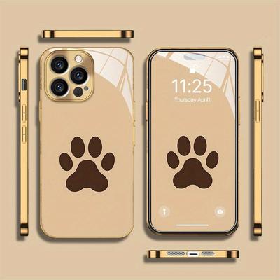 Postříbřený kryt na telefon pro iPhone 17 16 15 14 13 12 Air ProMax Plus ochranný kryt Hnědý vzor tlapky