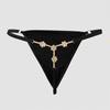 Sexy Blumen-Kristall-Tanga-Bikini-Höschen-Schmuck für Frauen, Stretch-Seil, Strass-Tanga-Rücken-Höschen, Körperschmuck