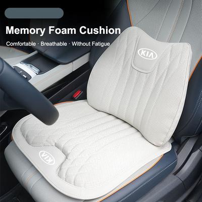 Car Leather Waist Pillow Supports Breathable Memory Foam Cushion For EV6 Stinger RIO Sorento Picanto Ceed Borrego Syros K4