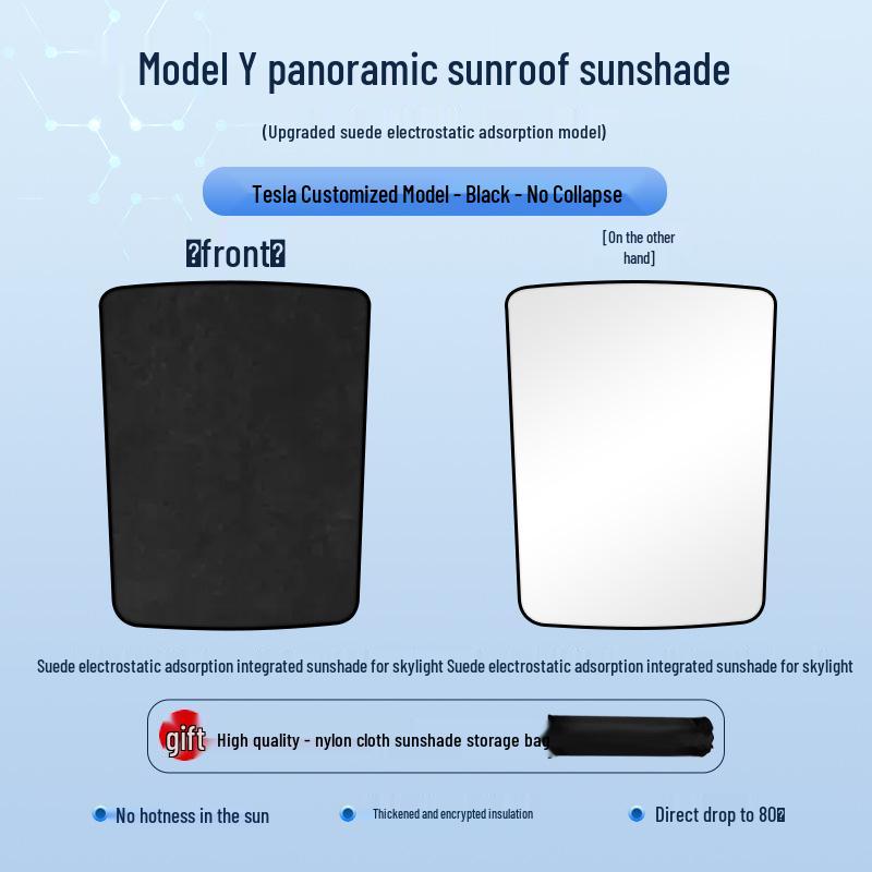 Tesla Model Y/3 Silicone Suede Sunroof Shade – Heat-Insulating Sun Visor