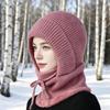 Women's Windproof Winter Hood Scarf Fleece Lined Knitted Warm Adjustable Neck Warmer for Snow Activities Outdoor Work