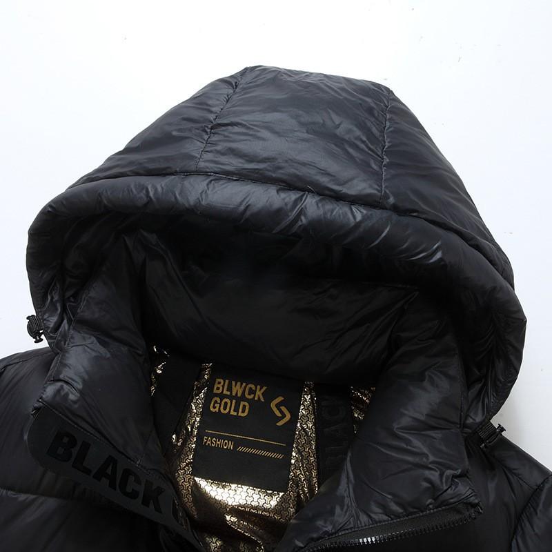 Mens Short Down Jacket Black Gold Style Loose Trendy Casual Couple Winter Outerwear