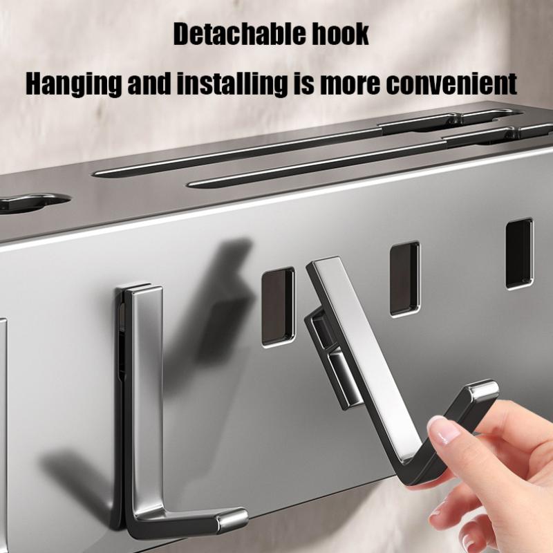 Étagère Murale de Rangement pour Couteaux de Cuisine avec Support pour Couvercles de Casseroles et Organisateur pour Planches à Découper Rangement Intégré pour Ustensiles Ménagers