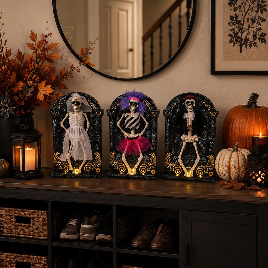 Halloween Decoration with Light-Up Dancing Skeleton for Party Decor
