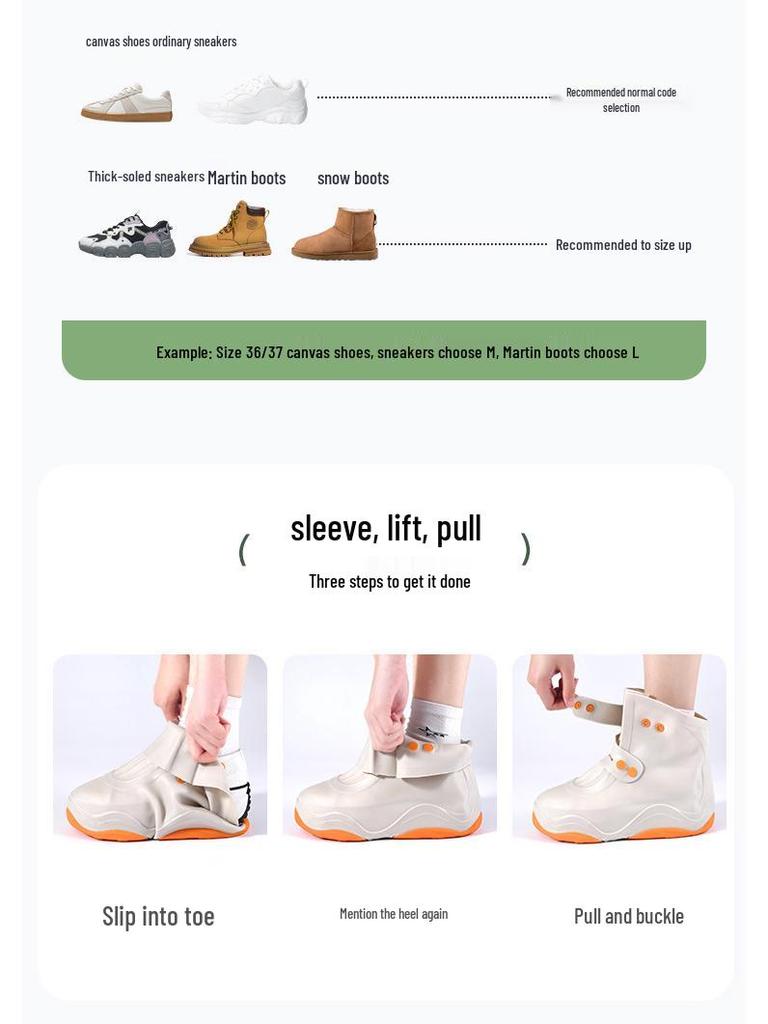 Silicone Non-Slip Waterproof Shoe Covers for Adults – Thickened, Wear-Resistant, Reusable Rain Boots for Men and Women
