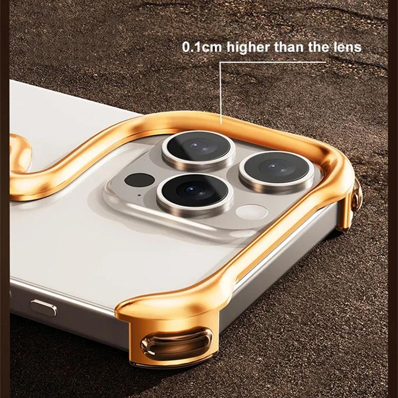 Husă de telefon de lux, metal 3D, fără cadru, pentru iPhone 14 15 16Pro Max 16Plus 15Pro, din aliaj de aluminiu, husă, husă de airbag, rezistentă la șocuri