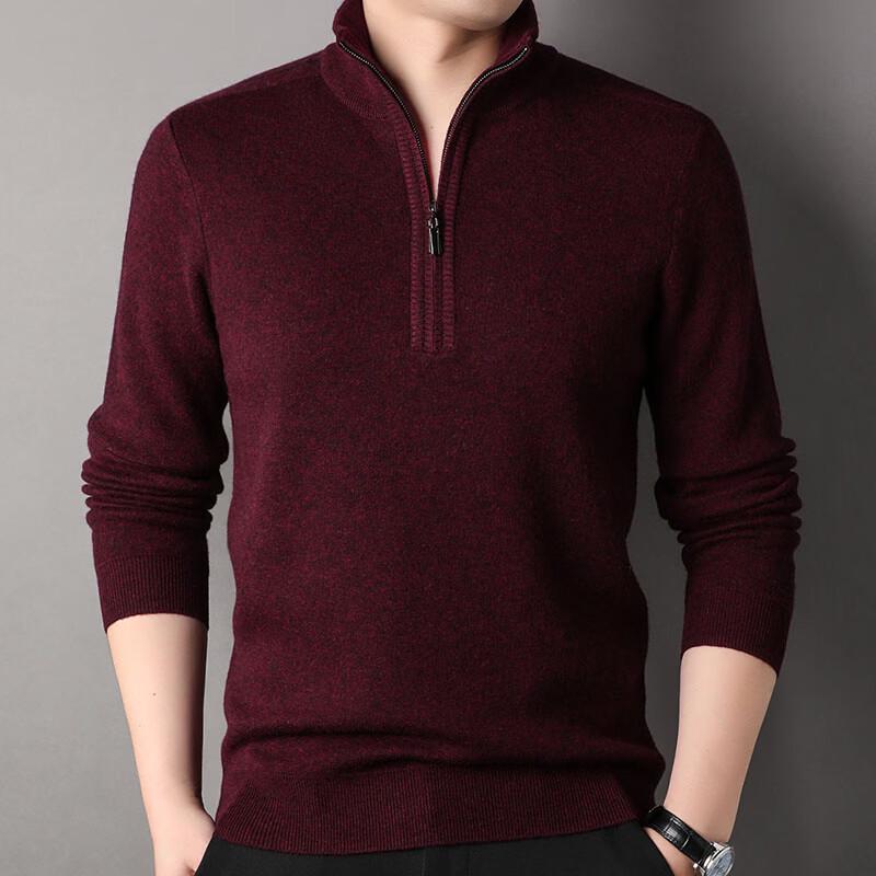 Hengyuanxiang Men s Full Wool Zipper Collar Sweater 2XL
