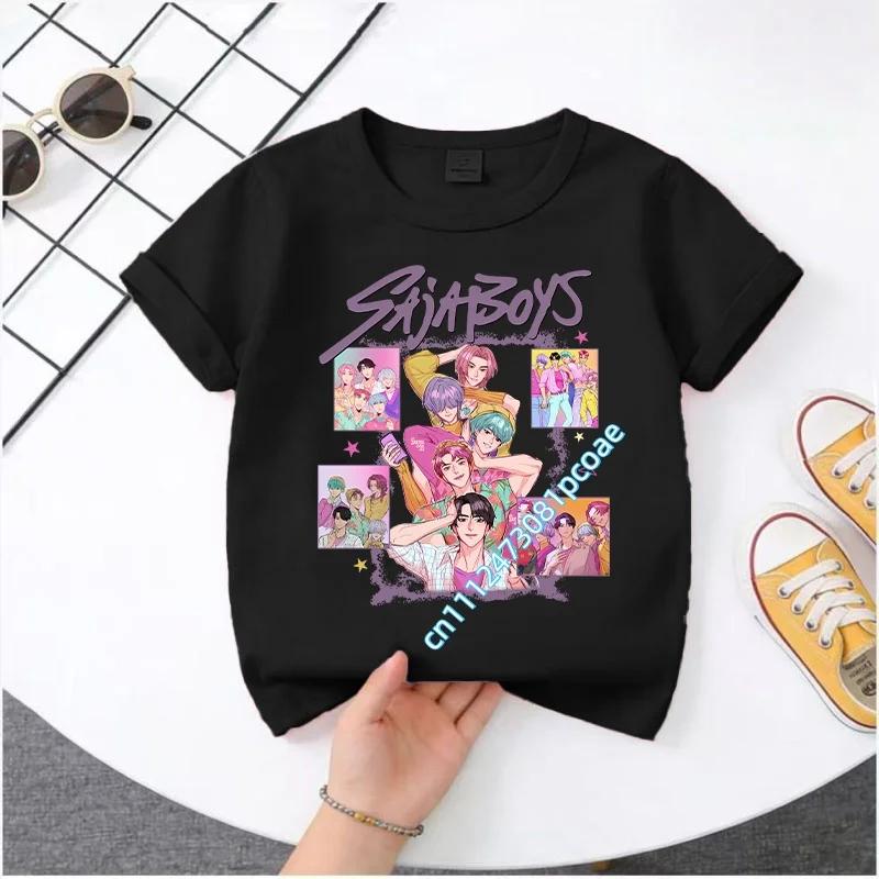 K-pop Demon Hunter Cartoon T-shirt, Summer Polyester T-shirt, Saja Children's Set, Gift, Baby and Children's Clothing for Summer