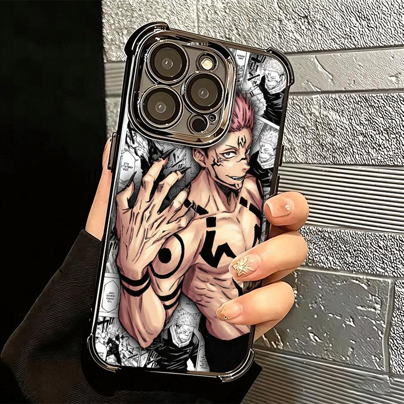 Anime Ryomen Sukuna JUJUSU Soft Phone Case For iPhone 15 16 17 Air 14 Pro Max 16E Plus 13 12 Mini Plating Anti-Fall Fundas