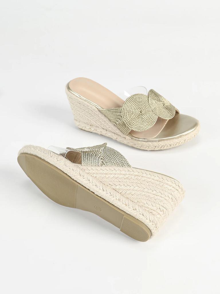 Fashion Eilyken New Summer High Heels Wedges Women Slippers Fashion PVC Transparent Cane Weave Slide Shoes Big Size 43