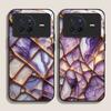Stylish Purple-Crystal Marble Texture Tempered Glass Phone Case for OPPO Reno 13F 12 11 10 ProPlus Find X8 X3 Lite A58 A94 Cover