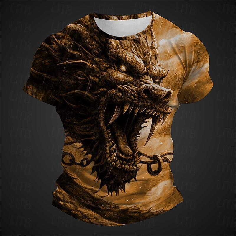 Men's T-Shirts Retro Animal Street 3d Print Short Sleeves Vintage Top T Shirt For Men Clothing Oversized Shirt Tee Summer T-Shirts Men’s