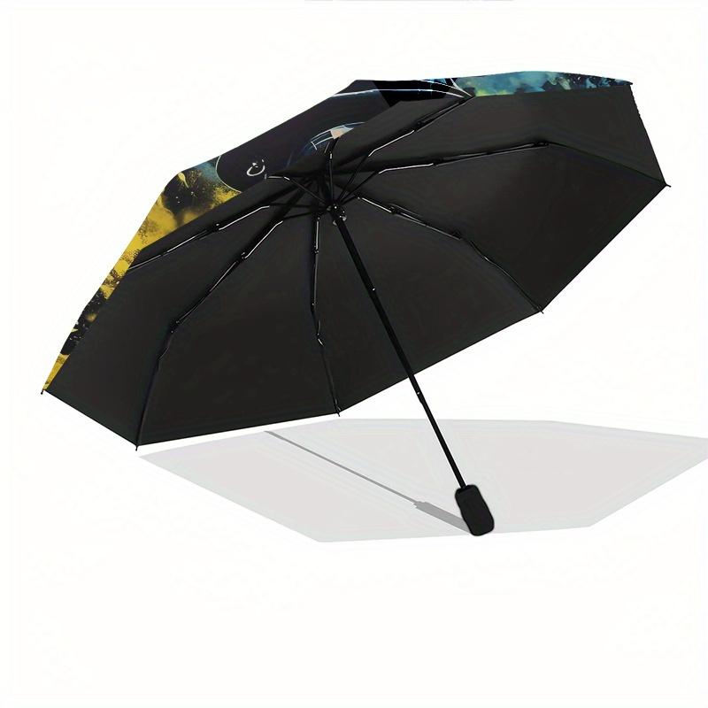 Firefighter, Heroic Automatic folding umbrella simple eight rib design, bright color pattern, durable iron frame, ideal for travel and outd