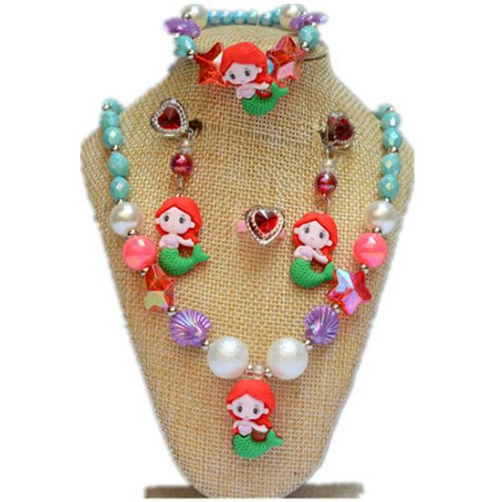 Frozen Princess Kids' Necklace & Bracelet Gift Set for Christmas or Birthday