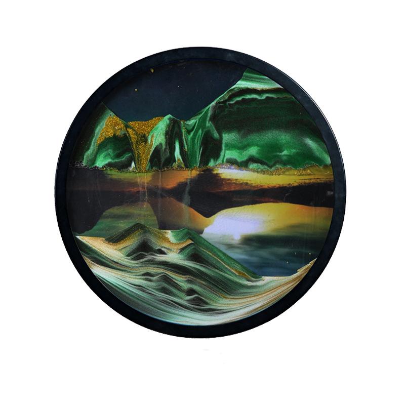 24inch Wall Hanging Moving Sand Painting Art Picture Round Glass Deep Sea Sandscape In Motion Flowing Sand Frame Sand Painting