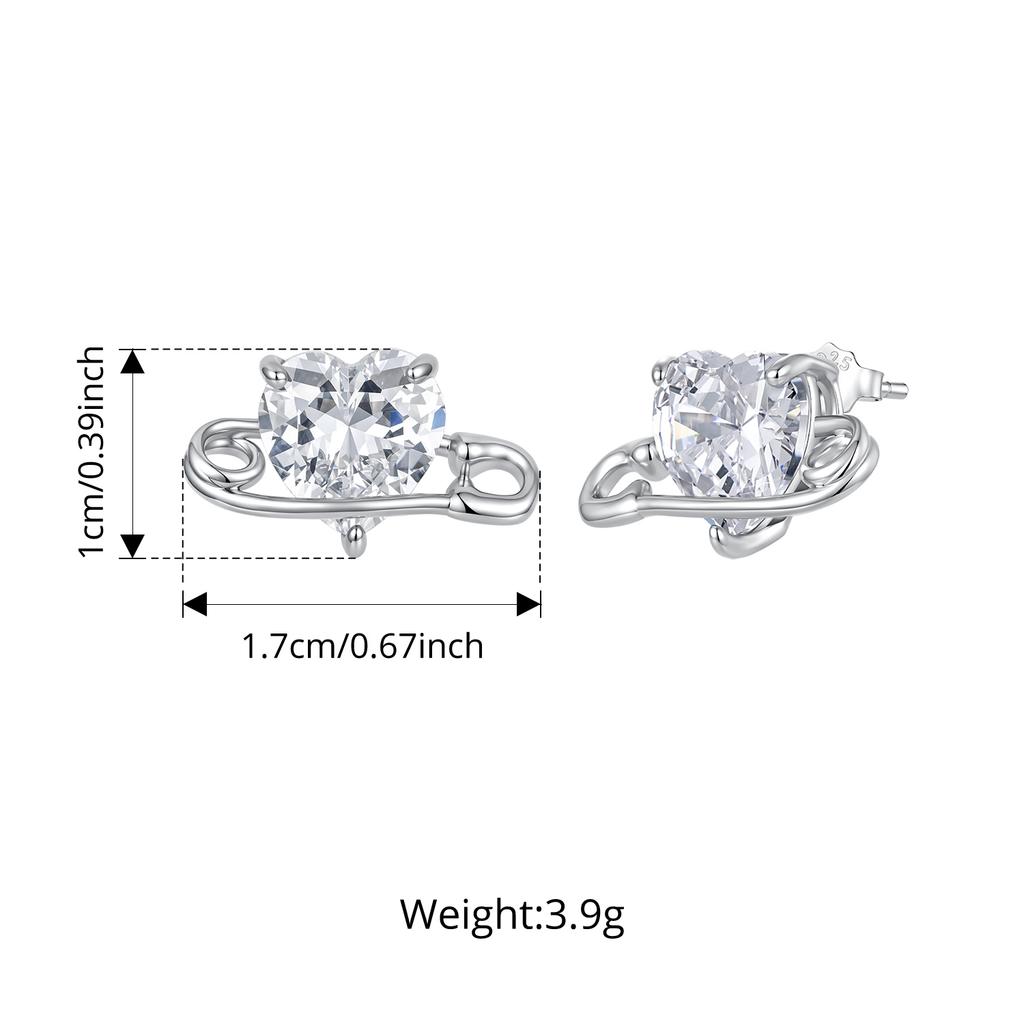 WOSTU Real 925 Sterling Silver Safety Pin Earrings CZ Ear Studs Minimalist Wedding Paperclip Earring Statement Jewelry Gift